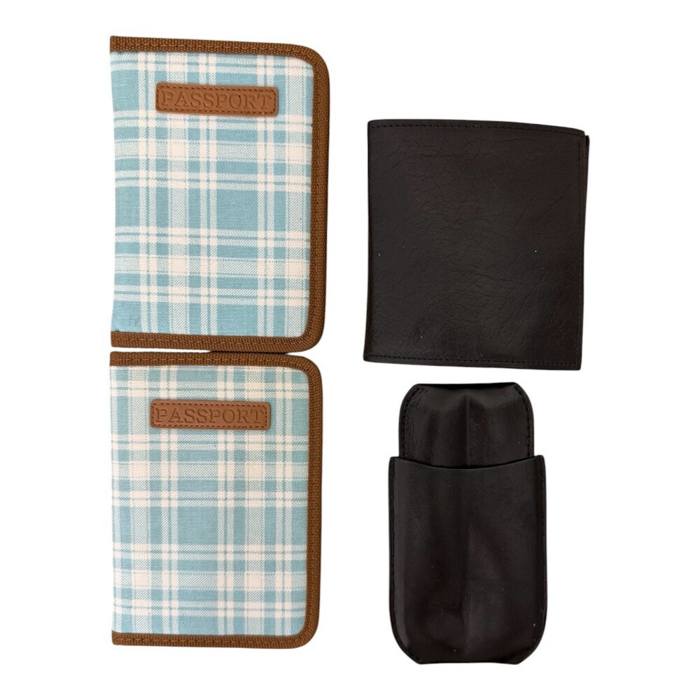 AMITY Genuine Leather Wallet + Passport Holders & 2‎ Leather Slip Pouches